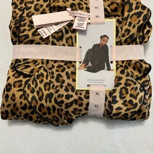Victoria's Secret Animal Print Satin Pajama Set.